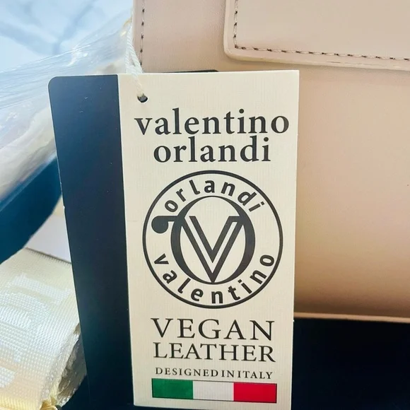 Valentino Orlandi Vegan Leather Handbag Set – Taupe with Gold Accents (NWT) - Picture 5 of 12